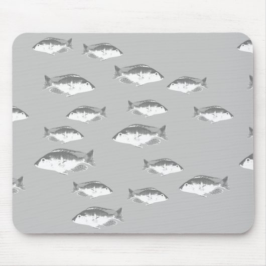 Monochrom-Graufisch Mousepad (Vorne)