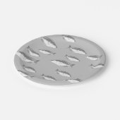 Monochrom-Graufisch Pappteller (Schrägansicht)