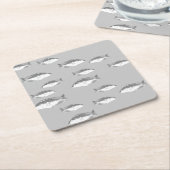 Monochrom-Graufisch Rechteckiger Pappuntersetzer (angewinkelt)