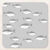 Monochrom-Graufisch Rechteckiger Pappuntersetzer (Vorderseite)