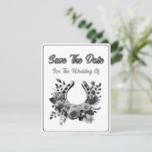 Monochrom-Hufeisen Save the Date (Stehend Vorderseite)