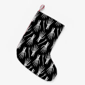 Monochrom-Knochen-Halloween-Muster Kleiner Weihnachtsstrumpf (Vorderansicht (hängend))