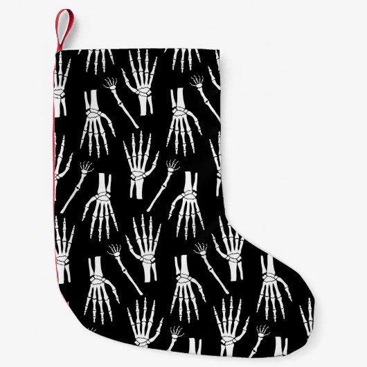 Monochrom-Knochen-Halloween-Muster Kleiner Weihnachtsstrumpf (Vorderseite)