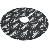 Monochrom-Knochen-Halloween-Muster Polyester Weihnachtsbaumdecke (Schrägansicht)