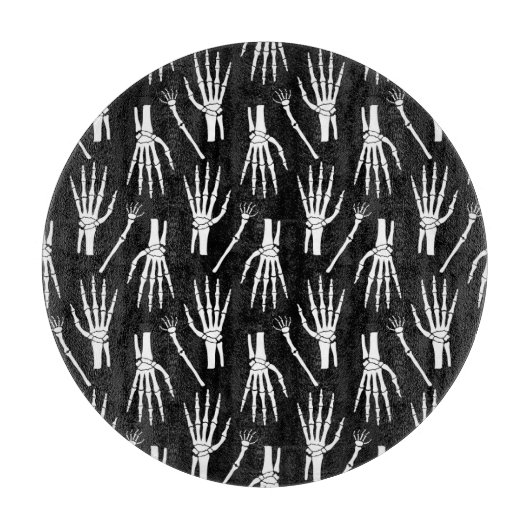 Monochrom-Knochen-Halloween-Muster Schneidebrett (Vorderseite)