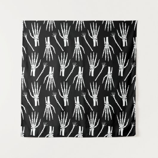 Monochrom-Knochen-Halloween-Muster Wandteppich (Vorderseite)