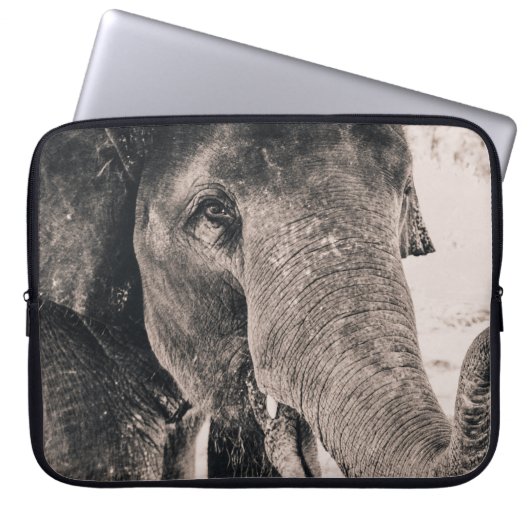 MONOCHROM-MAKRO-ELEFANT LAPTOPSCHUTZHÜLLE (Vorderseite)