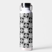 Monochrom Modern Geometric Muster | PERSONALISIERT Trinkflasche (Vorne)
