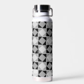 Monochrom Modern Geometric Muster | PERSONALISIERT Trinkflasche (Rückseite)