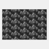 Monochrom-Motorrad-Thema Geschenkpapier Set (Vorderseite 3)