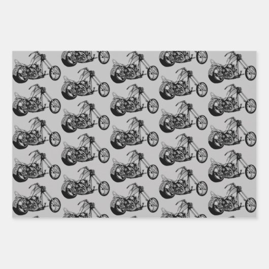 Monochrom-Motorrad-Thema Geschenkpapier Set (Vorderseite 2)