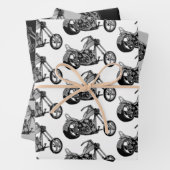 Monochrom-Motorrad-Thema Geschenkpapier Set (Beispiel)