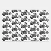 Monochrom-Motorrad-Thema Geschenkpapier Set (Vorderseite)