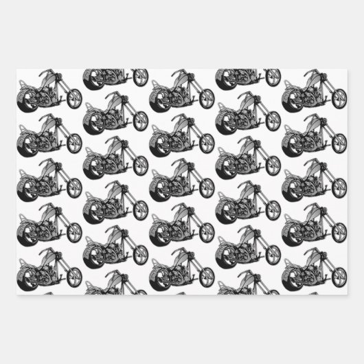 Monochrom-Motorrad-Thema Geschenkpapier Set (Vorderseite)