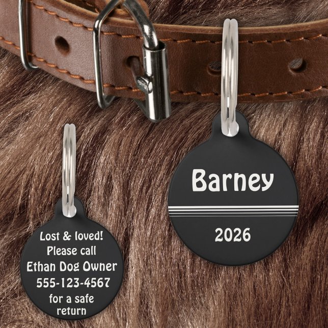 Monochrom - Name, Datum, Telefondaten Haustiermarke (Von Creator hochgeladen)