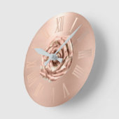 Monochrom Rose Gold Kupfer Metallic römische Zahle Runde Wanduhr (Winkel)