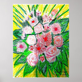 Monochrom, Rosen, Dianthus caryophyllus, Gerb Poster