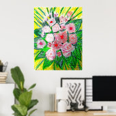 Monochrom, Rosen, Dianthus caryophyllus, Gerb Poster (Heimbüro)
