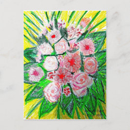 Monochrom, Rosen, Dianthus caryophyllus, Gerb Postkarte