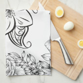 Monochrom Schöne Blume, Grafikarbeit Geschirrtuch (Viertel Falte)