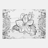 Monochrom Schöne Blume, Grafikarbeit Geschirrtuch (Horizontal)