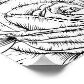Monochrom Schöne Blume, Grafikarbeit Poster (Ecke)