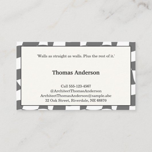 Monochrom, Schüttelmuster in Grau, Architekt Visitenkarte (Rückseite)