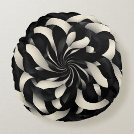 Monochrom Swirl of Elegance Rundes Kissen