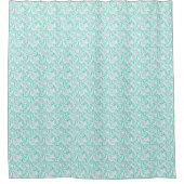Monochrom-Türkis-Paisley-Muster Duschvorhang (Vorderseite)