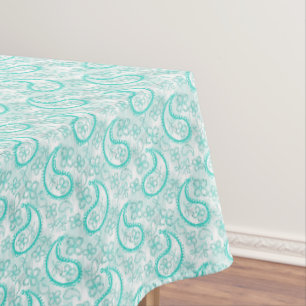 Monochrom-Türkis-Paisley-Muster Tischdecke