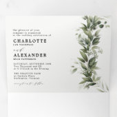 Monochromati-Grün Alles in einer Hochzeit-Dreifalt Dreifach Gefaltete Einladung (Innen Erste Seite)