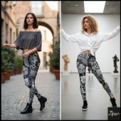 Monochromatic Abstract Geometric Folk Art Quilt Leggings