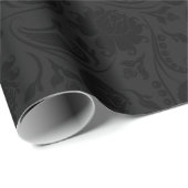Monochromatic black floral damask pattern on gray geschenkpapier (Rolleneckpunkt)