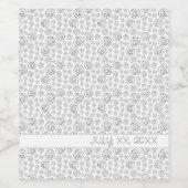 Monochromatic Black Geometric Swirls Pattern Weinetikett (Einzelnes Label)