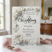 Monochromatic Ivory White Romantic Garden Einladung