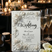 Monochromatic Ivory White Romantic Garden Einladung