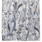 Monochromatic Midnight Bloomscape Duschvorhang (Vorderseite)