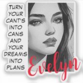 Monochromatic Portrait Pop Art Inspirational Name Aufkleber (Vorderseite)