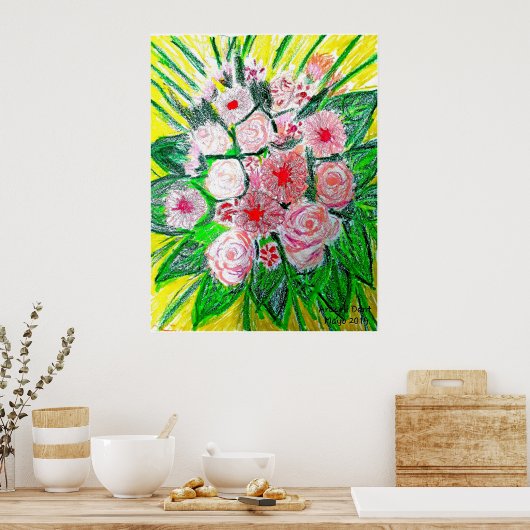 Monochromatic, Rosas, Dianthus caryophyllus, Gerb Poster (Küche)