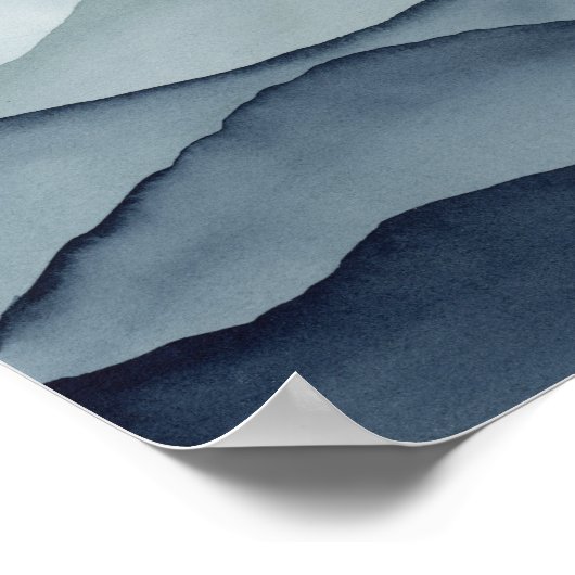 Monochromatic Watercolor Mountains Poster (Ecke)