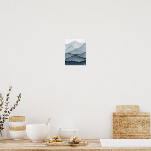 Monochromatic Watercolor Mountains Poster (Küche)