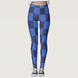 Monochromatisch blaue kroatische Schachbretter Leg Leggings