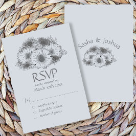 Monochromatisch Minimalistischer Daisy Flower RSVP Karte
