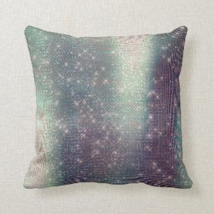 Monochromatisch rosa Aquamarine Metallic-Funkelnd Kissen