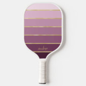 monochromatisch rosa Farblinie | Gold Personalisie Pickleball Schläger (Rückseite)