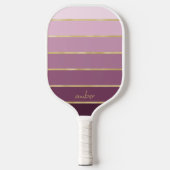 monochromatisch rosa Farblinie | Gold Personalisie Pickleball Schläger (Vorderseite)
