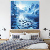 Monochromatische blaue Abstrakte arktische Landsch Leinwanddruck (Insitu (Schlafzimmer))