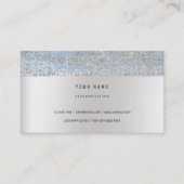 Monochromatische blaue Streifen Delikate Glam Silb Visitenkarte (Vorderseite)