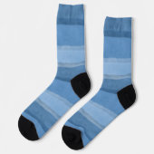 Monochromatische blaue Wasserfarbenstreifen Socken (Linkes Detail)