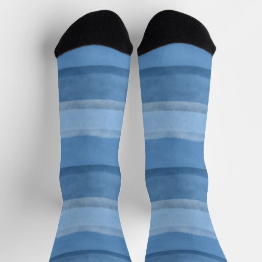 Monochromatische blaue Wasserfarbenstreifen Socken (Oben)